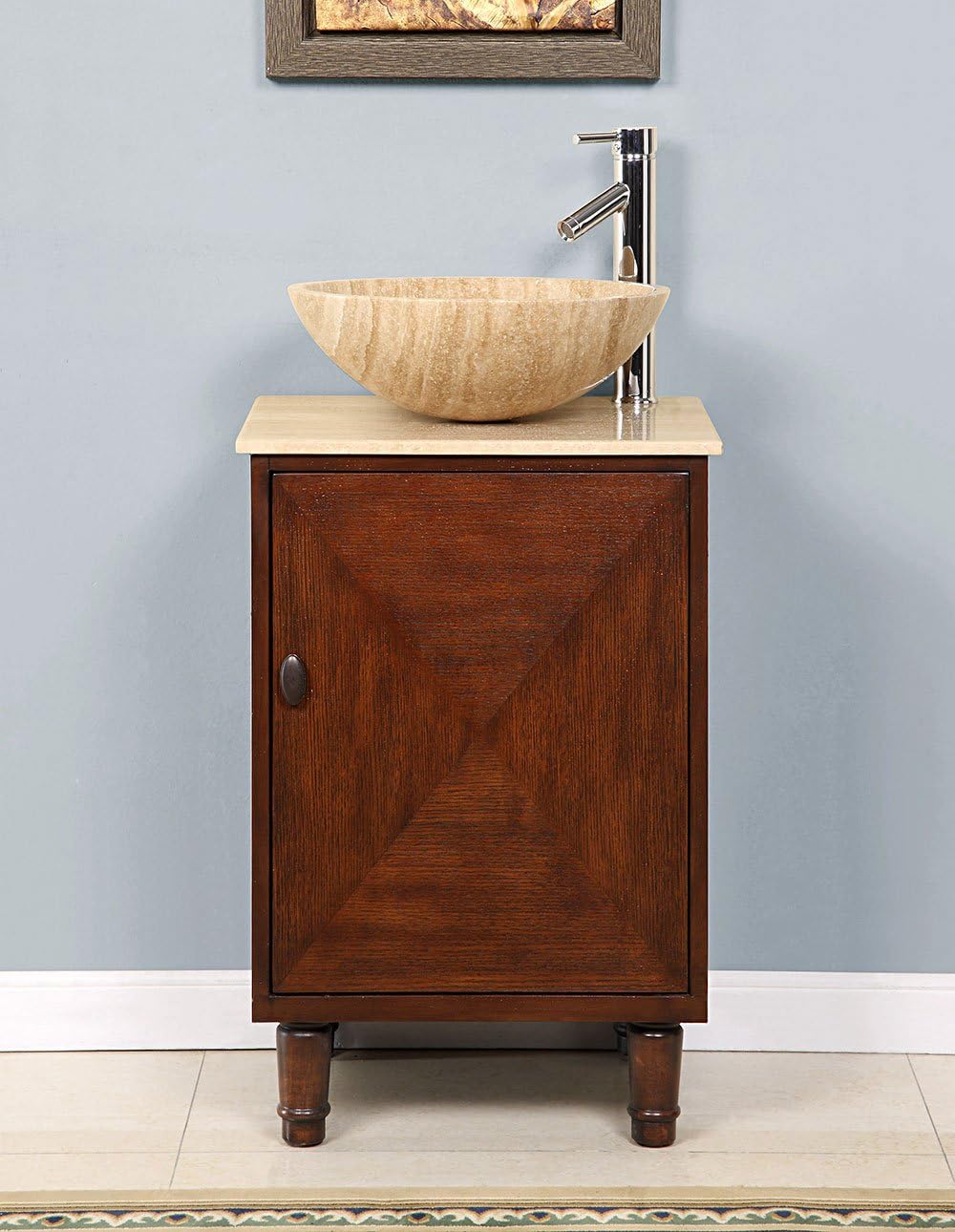 20" Single Sink Travertine Top Bathroom Vanity Cabinet Lavatory Furniture 225T