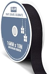 Italian Options 16mm Grosgrain Ribbon Black 10m Roll for Gifts Crafts