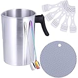 Candle Making Pouring Pot, TOKSEO 4 Pounds DIY Candle Making Kits, Candle Making Pitcher, Aluminum Construction Wax Melting P