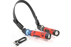 CLAKAP LED Neck Light, 800Lumens Rechargeable Neck Flashlight with Magnetic Base, Detachable Neck Work Light with 2 Small Fla