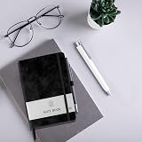 Lefute A5 Notebook 2 Pack 200 Pages 100 GSM Hardback with Pen Loop Elastic view 5