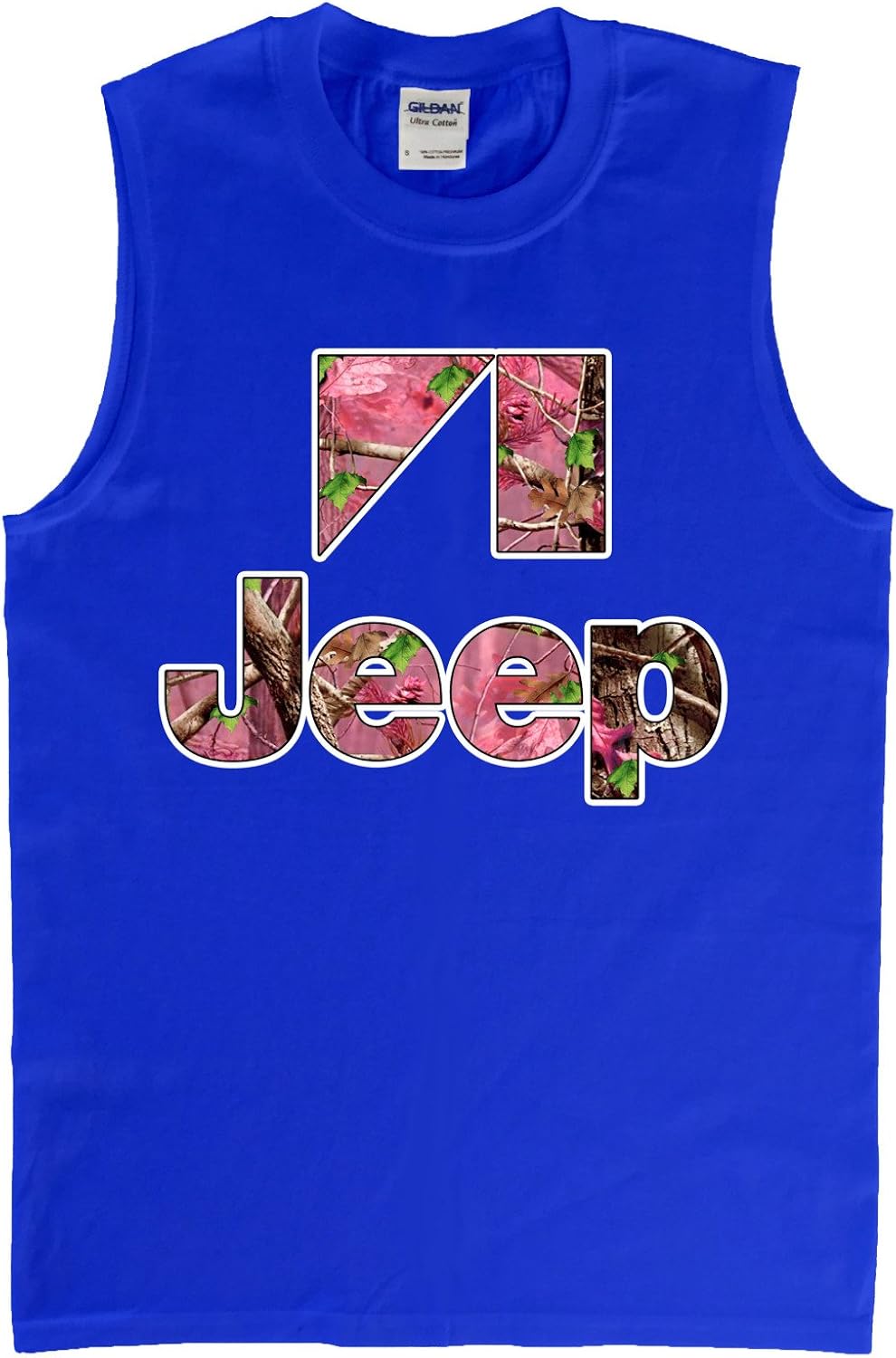 Amazon.com: Jeep Pink Camo Logo Sleeveless T-shirt, 2XL Blue: Clothing