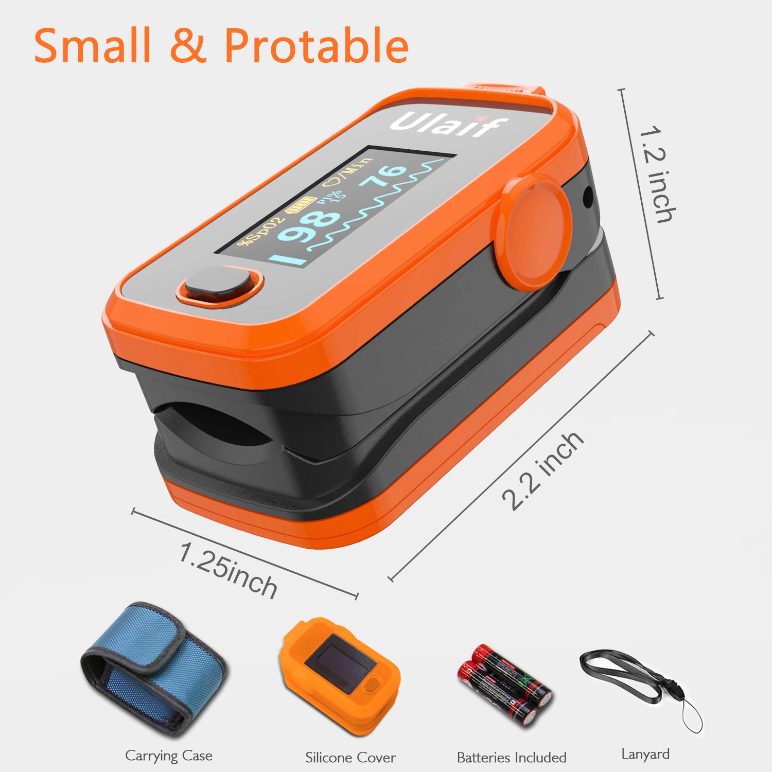 Ulaif Fingertip Pulse Oximeter With OLED Display Portable Oximetry
