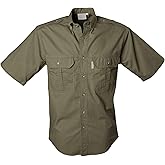 Tag Safari Trail Shirt for Men Short Sleeve, 100% Cotton Shirt for Hunters, Explorers, Photographers and Journalists - Moss - 3X-Large