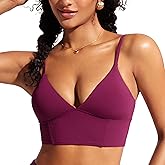 CRZ YOGA Womens V Neck Bikini Tops Adjustable Spaghetti Straps Bathing Suit Sexy Swimsuit Padded