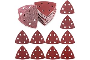 Glarks 50-Pieces 90mm / 3.5 Inch Triangle Mouse Detail Sander Sandpaper Sanding Paper Hook and Loop Assorted 40/60/80/120/180
