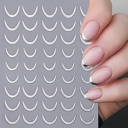 French Nail Art Stickers Curve Line Nail Decals 3D