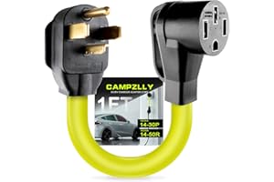 Campzlly EV Charger Adapter Cord, NEMA 14-30P to 14-50R Adapter, 30Amp Dryer Plug to 4 Prong Female, Compatible with EV for Level 2 Charging, STW 10 AGW, ETL Listed
