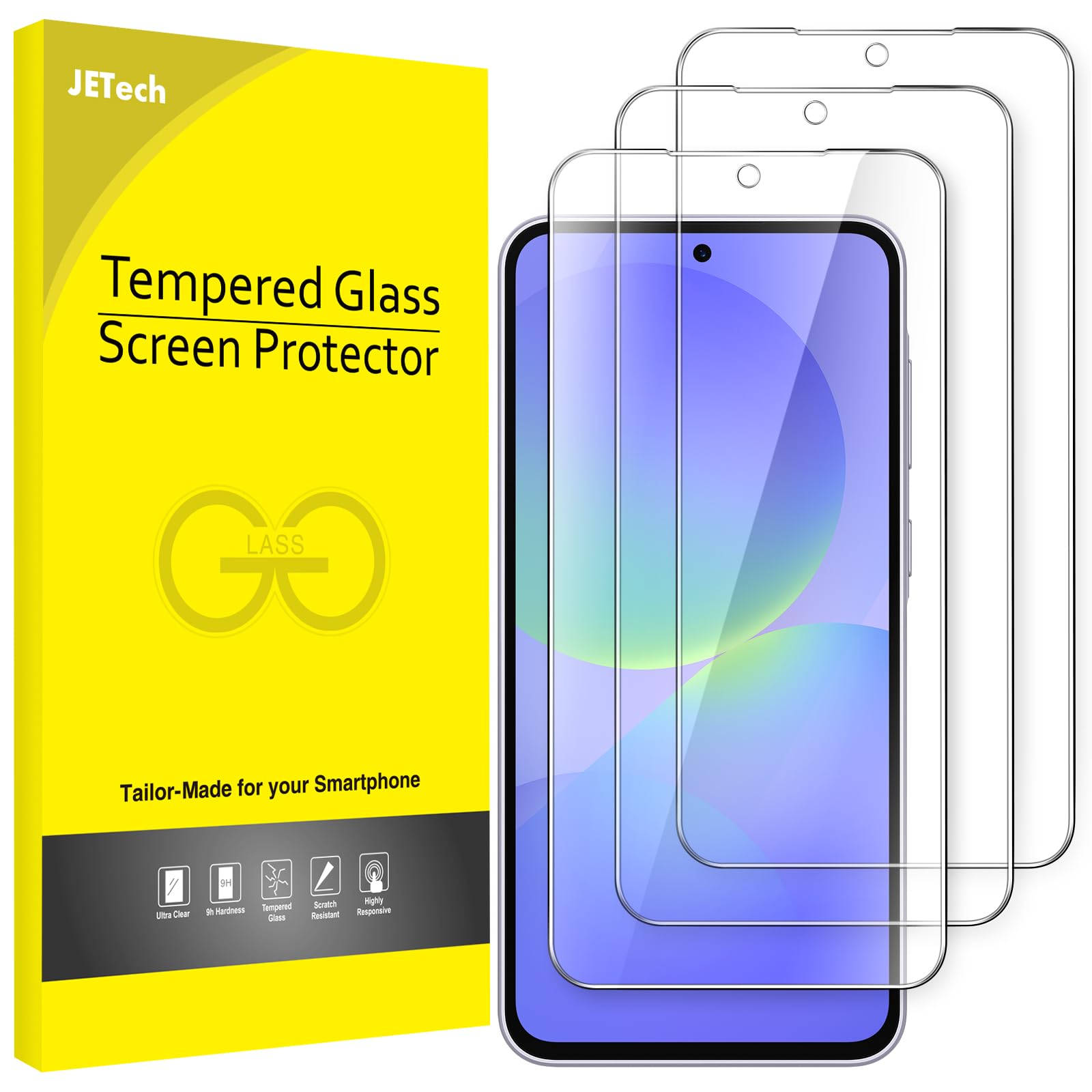 Photo 1 of JETech Screen Protector for Samsung Galaxy A36 5G, 9H Tempered Glass Film, Anti-Scratch, HD Clear, 3-Pack