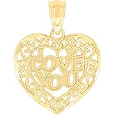 Jewels By Lux 10kt Yellow Gold Womens I Love You Heart Charm Pendant