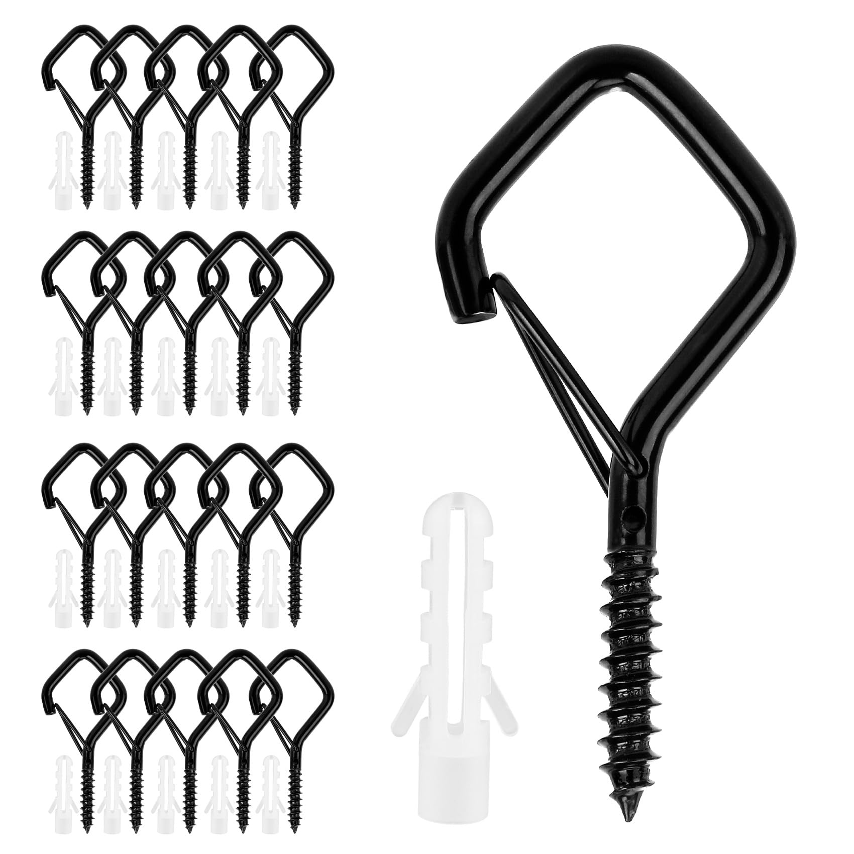 Screw In Hooks,20PCS Screw Hooks,Cup Hooks,Ceiling Hooks,Cup Hooks Screw In,Black Hooks,Black Cup Hooks,Fence Hooks For Outdoor Lights,Screw-In Hooks,Black Hooks For Hanging,Black Screw Hooks,Hooks
