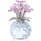 Ornalrist Pink Crystal Forget Me Not Flower Figurine, Forget-me-not Gifts for Women Mom Friend Meaningful Gifts, Glass Flowers Figurines Collectibles