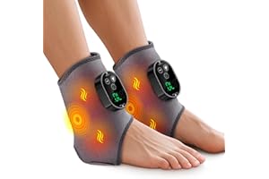 Heated Ankle Brace, Cordless Foot Massager with 6 Heat Settings, 3 Vibration Settings, 3 Timer Options, Rechargeable Heating 