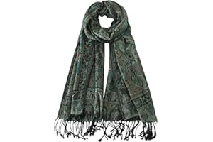 Paisley Pashmina Rave Shawl Scarf-Women's Reversible Ethnic Jacquard Pashmina Wraps for Evening Dresses Travel Shawl