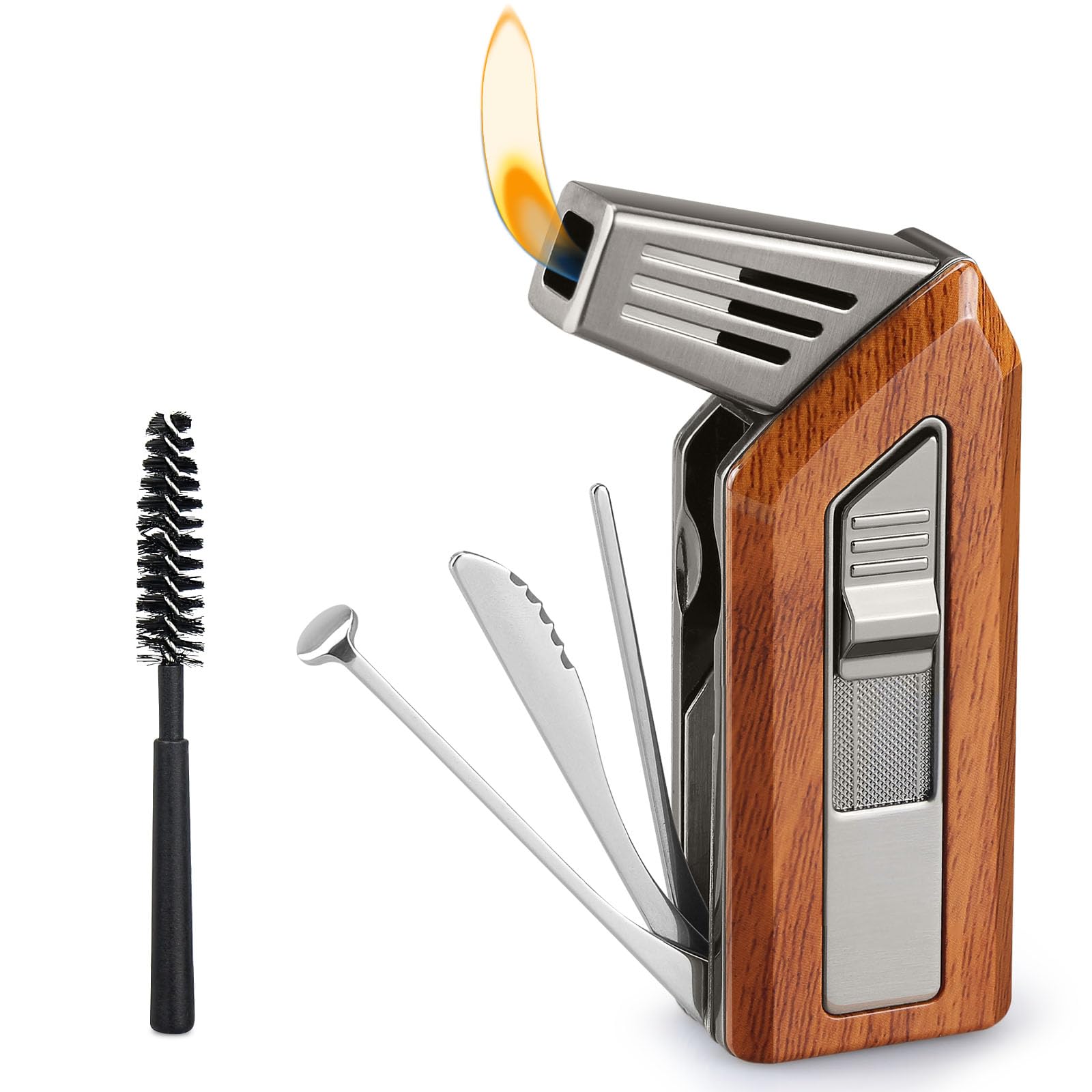 Photo 1 of **** NO RETURN****** NO REFUND******* FLABOX 3 in 1 Soft Flame Lighter,Refillable Butane Lighter with 3 Clean Tool,Adjustable Soft Flame Lighter for Candle Grill Fireplace,Delicate Gift with Clean Brush for Men Mahogany,Without Butane