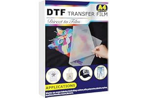 AGROMUSK DTF Transfer Film(8.3" x 11.7")50 Sheets PET Direct to Film Heat Transfer Paper for All DTF&DTG Printer,Matte DTF Film for Sublimation Black White Light Dark Fabric T-Shirt