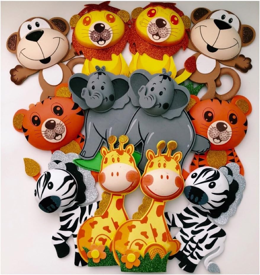 KeepRepel Big Size Set of 12 Safari Jungle Animals Foam Decoration Shower Party Favor (12 Big Animals)