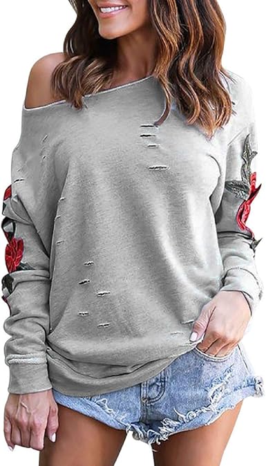 off shoulder grey sweatshirt