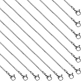 SMYHTGLIF 12 Pcs Snake Link Chain Stainless Steel Necklace Bulk Silver Necklace Chain for Jewelry Making