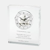 THINGS REMEMBERED Engraved Crystal Skeleton Desk Clock