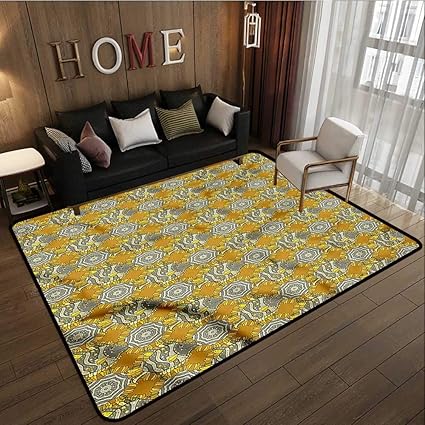 Tapis Pour Enfant Motif Triangles Géométriques Gris Et Jaune