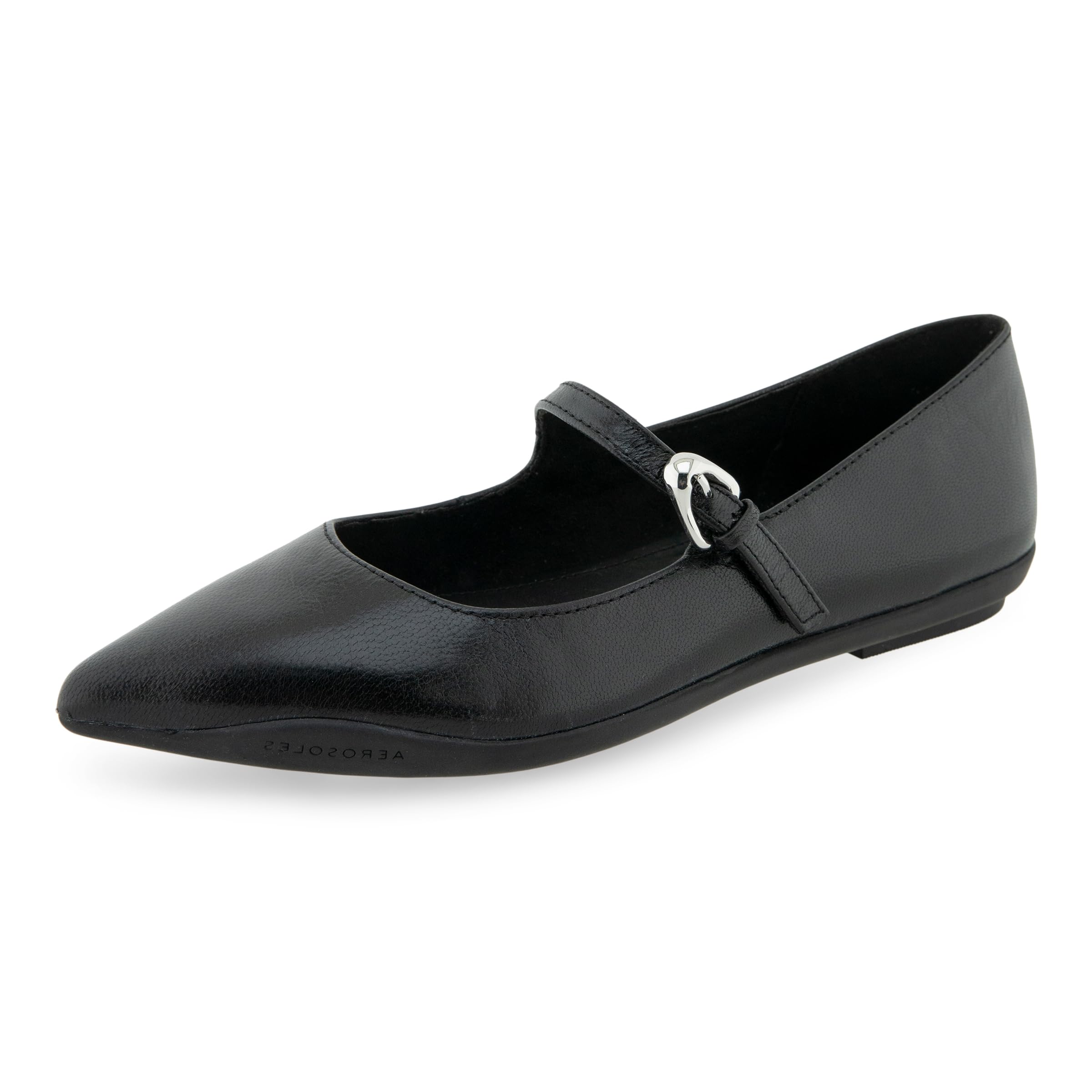 Aerosoles Women’s Diva Mary Jane Flat, Black Leather, 9.5