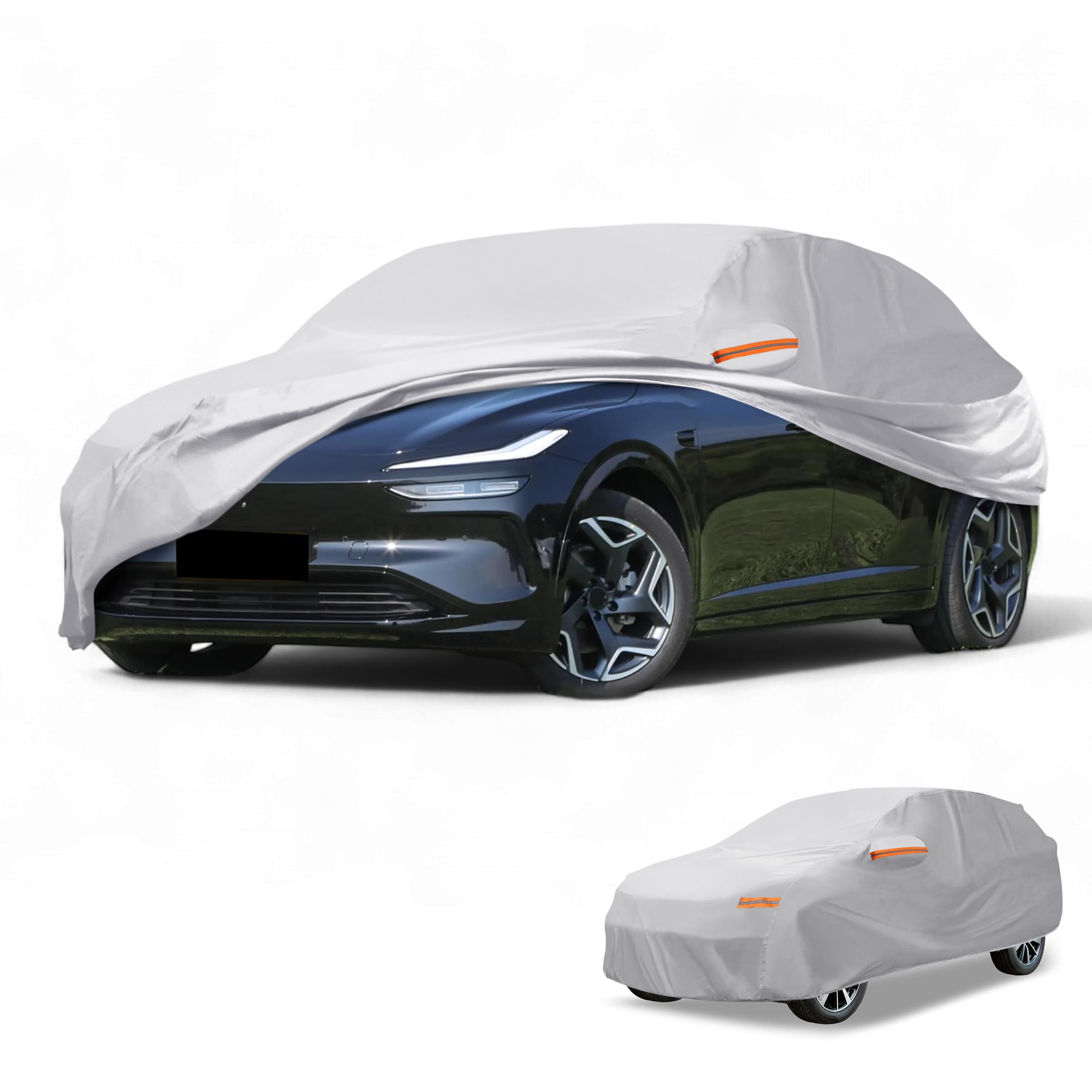 Photo 1 of Partuto Waterproof All-Weather Universal Car Cover with Right Side Zipper, 190T-PU Silver Tone Fits for SUV 181" - 190" Length
