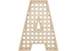 ETHANBERG Wooden Rattan Letter A, Boho Nursery Decor Rattan Wood Baby Letters for Baby Shower Wedding Bedroom, 8 Inch Large Rustic Alphabet Letters Home Decoration for Newborns & Birthday Gifts