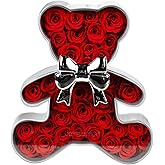 JoyFlower Preserved Roses Bear Gift for Women, Romantic Eternal Flowers Bear Gifts for Girlfriend Wife Her, Red Forever Flowers Rose Bear Box Gifts on Wedding Anniversary Valentines Birthday Christmas