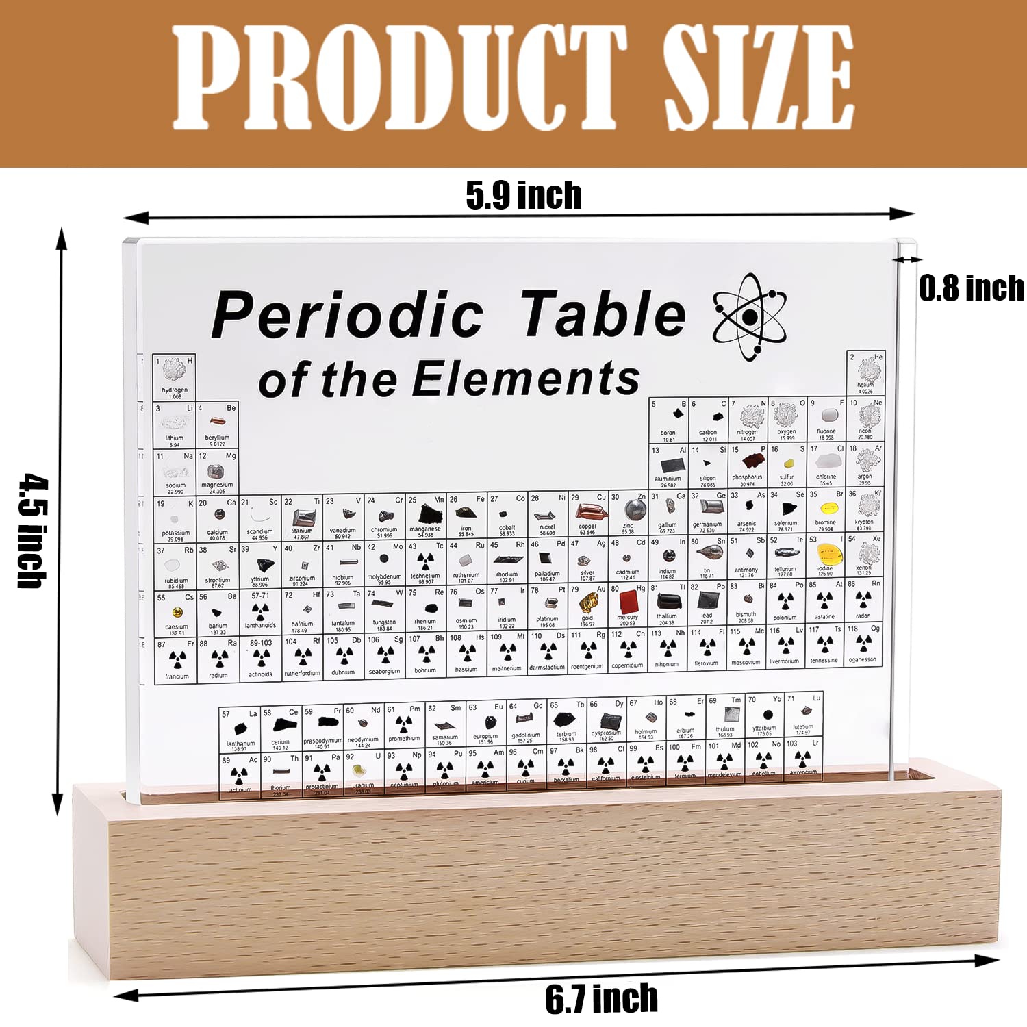 Mua SETHVILL Periodic Table with 83 Real Elements Inside, Acrylic ...
