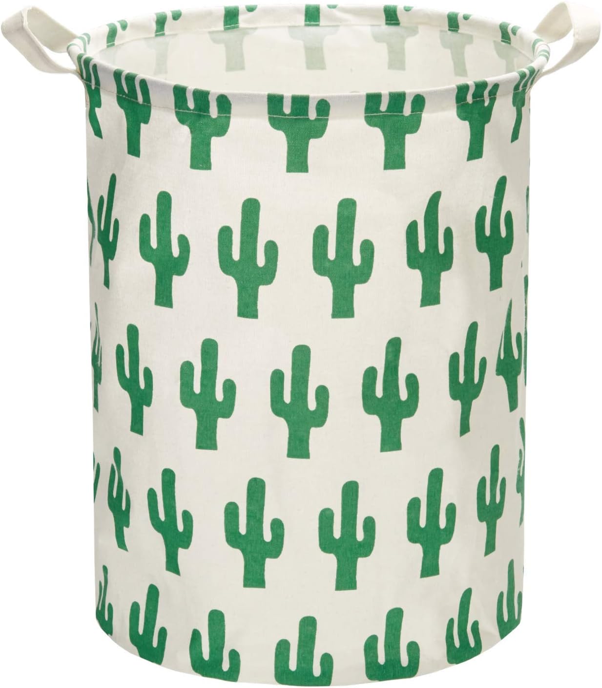 Mintlyfe 17.7" Large Size Laundry Hamper Storage Basket with Handles, Waterproof of Coating Canvas Fabric Kids Storage Bins for Baby Toys, Kid Toys, Baby Clothing, Books (Cactus)