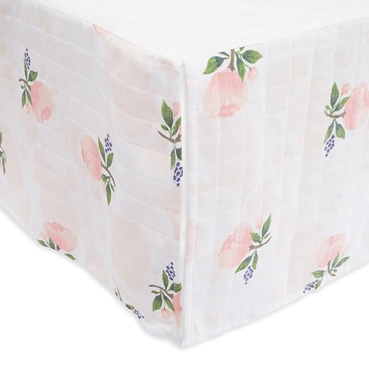 little unicorn watercolor rose crib sheet