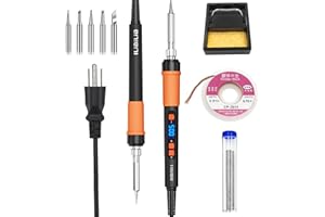ILIBILIB Soldering Iron, Upgraded 90W Soldering Iron Kit, 10-in-1 LCD Display Soldering Kit Temperature Control 356-932℉ with ON/OFF Switch and Auto Sleep Mode Function