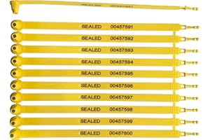 FALEYA.WZW Plastic Security Seals, 100 Tamper Evident Tags, Truck Trailer Container Door Safety Self-Locking Numbered Disposable for Shipping Transport (Yellow)