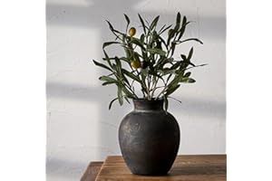 SIDUCAL Ceramic Decorative Flower Vase | 6 Inch Pottery Rustic Farmhouse | Boho | Terracotta Vase for Home Decor, Table, Living Room, Bathroom, Shelf, Mantel Decoration, Bronze