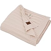 100% Organic Cotton Knit Blanket Denise -Soft and Lightweight, Breathable All-Season Throw for Bed, Sofa, or Lounge Area -GOTS Certified-Perfect for Home and Bedroom Styling (Earth Ivory, 50x60)
