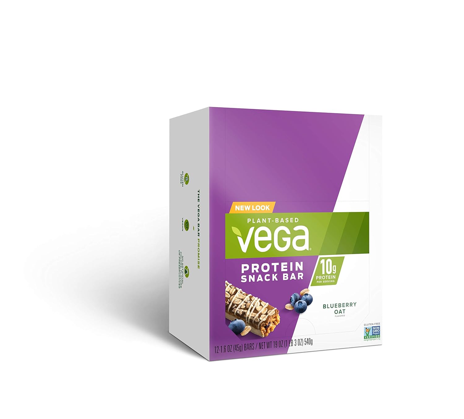 Vega Protein Snack Bar, Blueberry Oat - Vegan Protein Bars, Plant Based, Vegetarian, Dairy Free, Gluten Free, Soy Free, Non GMO (12 Count)