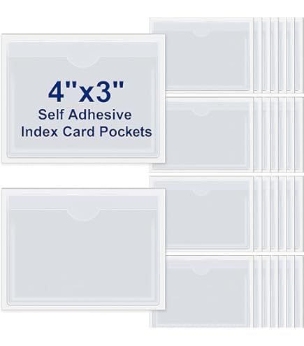 Amazon.com : Seewey 60 Pcs Clear Adhesive Pockets 4 Sizes Self Adhesive  Index Card Pockets Self Photo Sleeves Business Clear for Planners and  Binders : Office Products