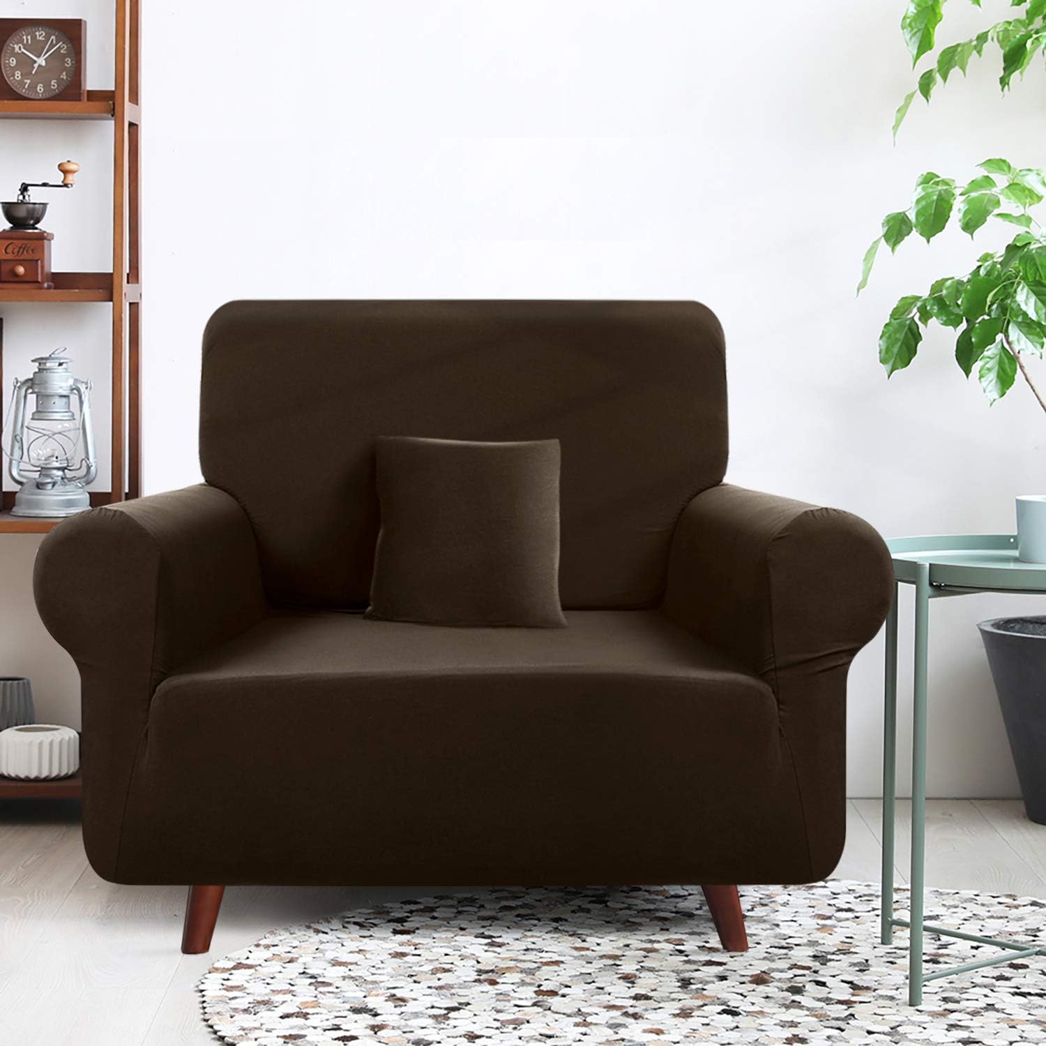 TAOCOCO Stretch Water Resistance One-Piece Armchair Slipcover, Couch Cover for One-Seat Furniture Protector with 1pc Pillowcase, Polyester-Spandex Fabric Slipcover (Armchair 32"-47'') (Lead Grey): Kitchen & Dining