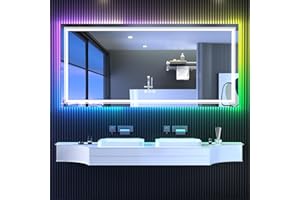 Snowdool LED Mirror for Bathroom, 72"X32" with 8 RGB Backlit +3 Front Lit (Adjustable Individually), Anti-Fog, Large Lighted Bathroom Vanity Mirror for Wall,Shatterproof,Memory Function,Tempered Glass