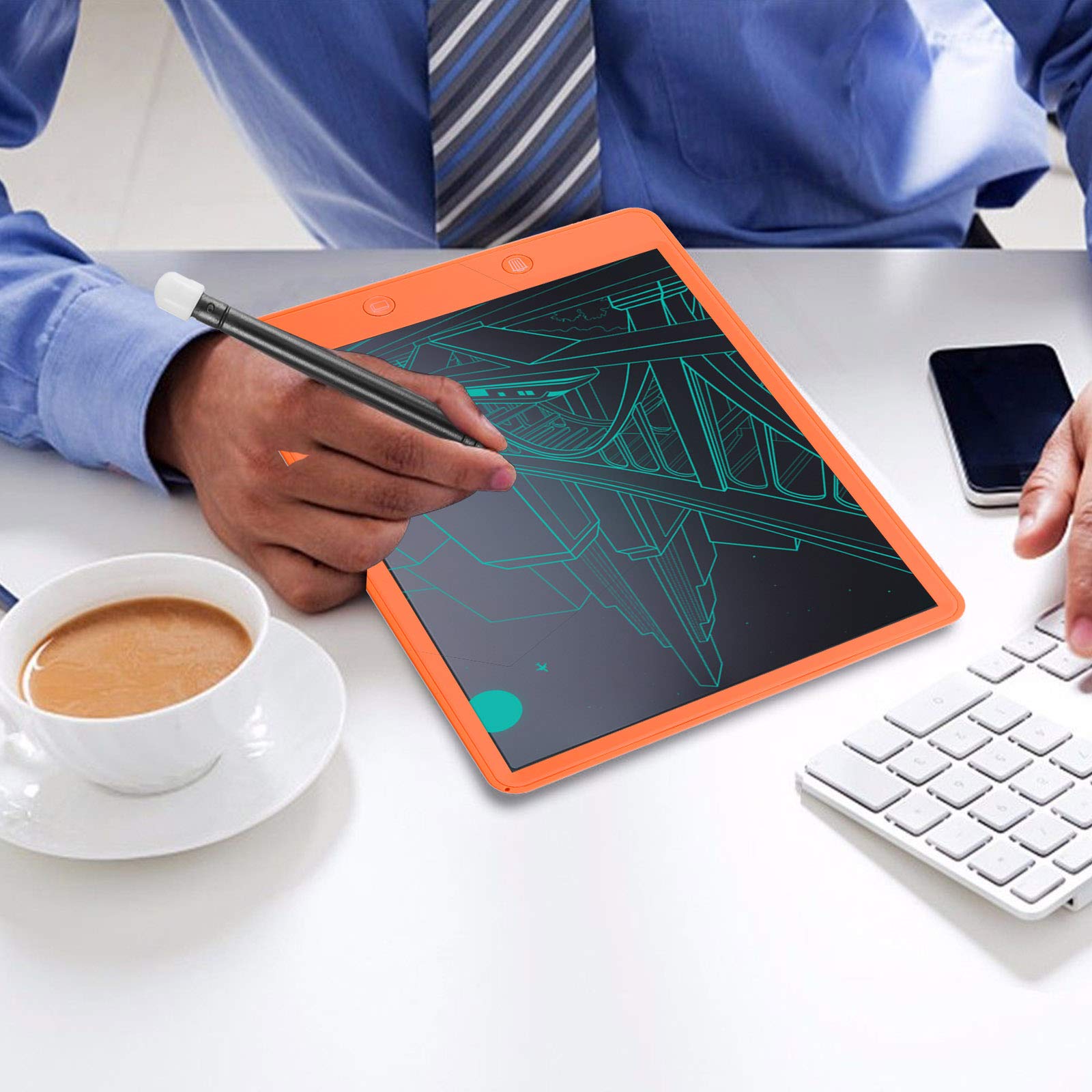 Voilamart Writing Tablet, 10inch LCD Ewriter Digital Writing Board with Memory Lock Partial Delete Function Electronic Graphics Pad for Kids Adults (Orange)