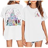 Magic Kingdom Shirts for Women Oversized Princess Castle Graphic Tees Family Holiday Vacation T-Shirt Cute Tops