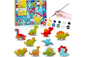 KIDDYCOLOR Kids Arts & Crafts Plaster Painting Craft Kit Art Set - Decorate Your Dinosaurs and Create Your own Dinosaur World as a Gift for Ages 3-12