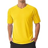 MAGCOMSEN Men's UPF 50+ Sun Protection Shirts V Neck Short Sleeve T-Shirt Quick Dry Swim UV Shirt Summer Workout Rash Guard