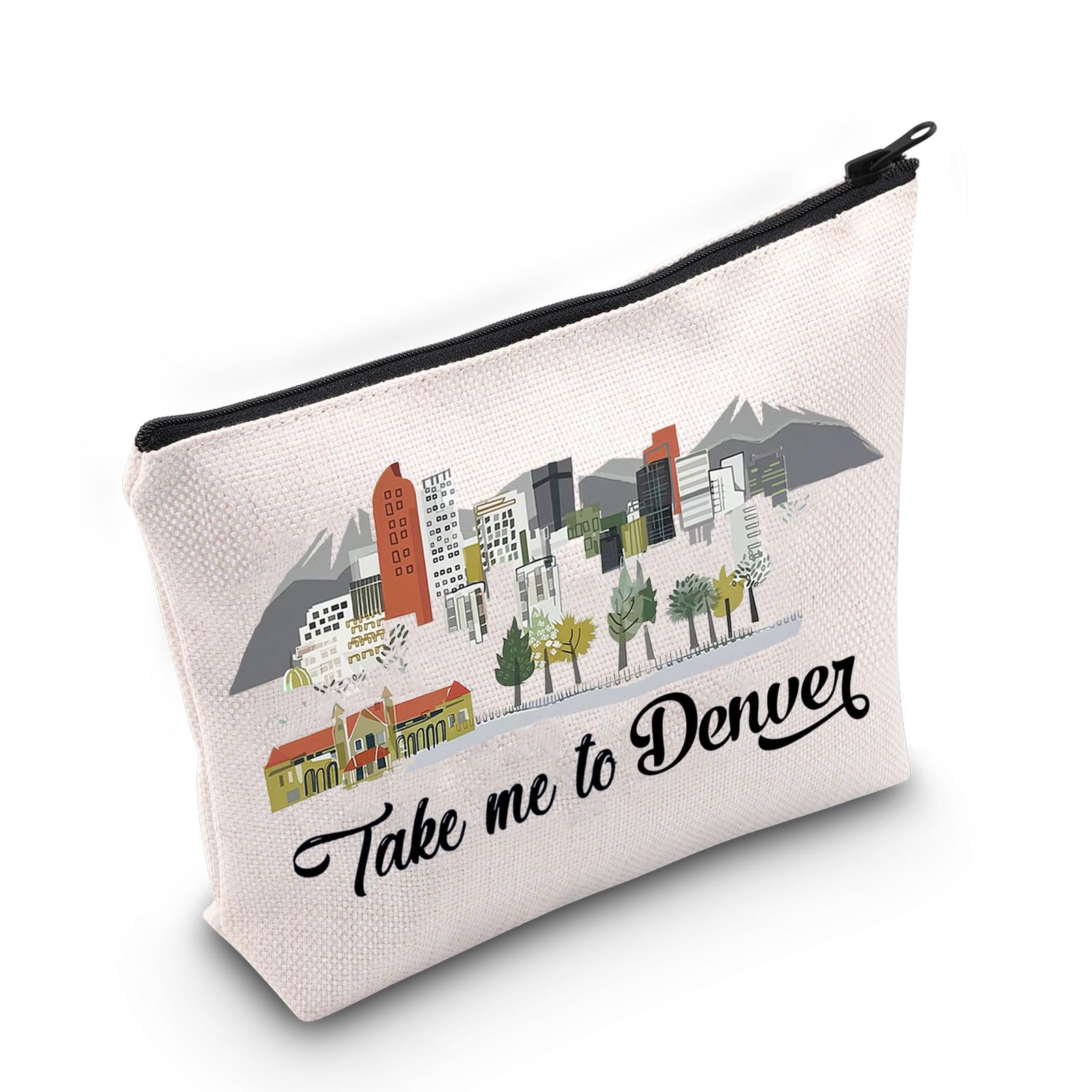 WZMPA Denver Colorado Travel Makeup Bag Denver Cityscape Skyline Gift Take Me To Denver Zipper Pouch Bag Denver Trip Merchandise, Take Denver, Fit