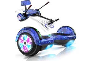 YHR Hoverboard with Seat Attachment - Go Kart Conversion Kit - 6.5" Wheels Kids Adults Hover Board with Bluetooth Speaker Lights Electric Self Balancing Scooter for Teens Girls Boys Gift