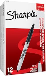 Sharpie Retractable Permanent Markers Fine Point Black 12 Count