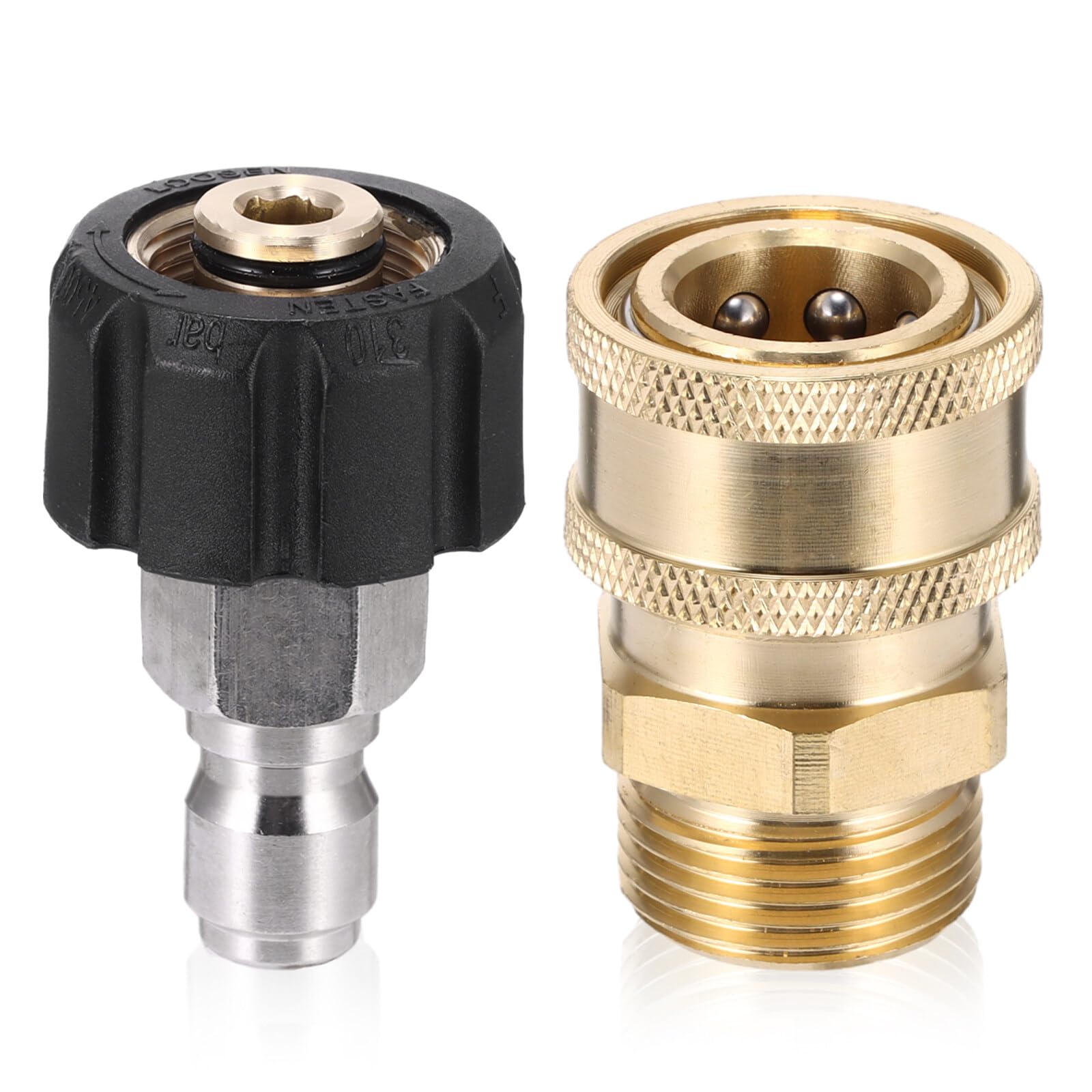 Pressure Washer Adapter Set, Quick Connect Kit, Pressure Washer Couplers, Pressure Washer Adapter Set, M22 14mm to M22 Metric Fitting, 1/4 Quick Connect Swivel Accessories Adaptors 5000 PSI