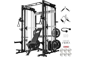 RitFit M1 & M1 Pro Smith Machine with Cable Crossover System, Multi-Function Squat Rack Power Cage for Home Gym, Power Rack and Packages