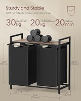 VASAGLE 2-Compartment Laundry Basket Sorter 92L 73x33x72 cm Camel view 6